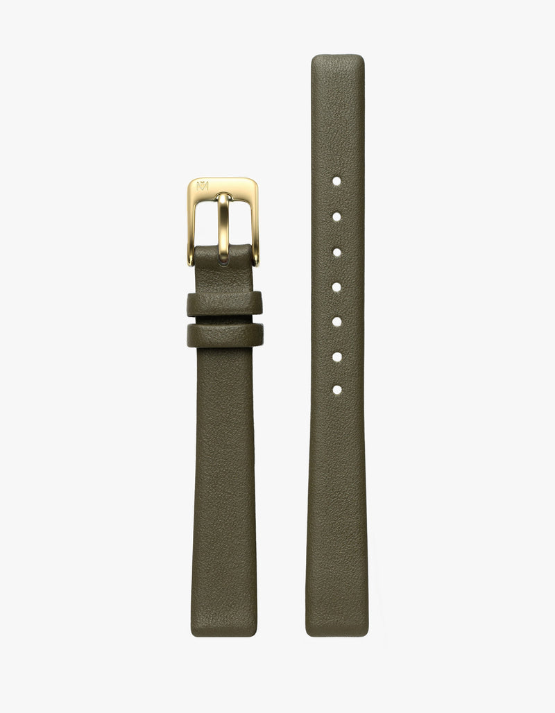 12mm Symmetria オリーブレザーストラップ（ゴールド）
