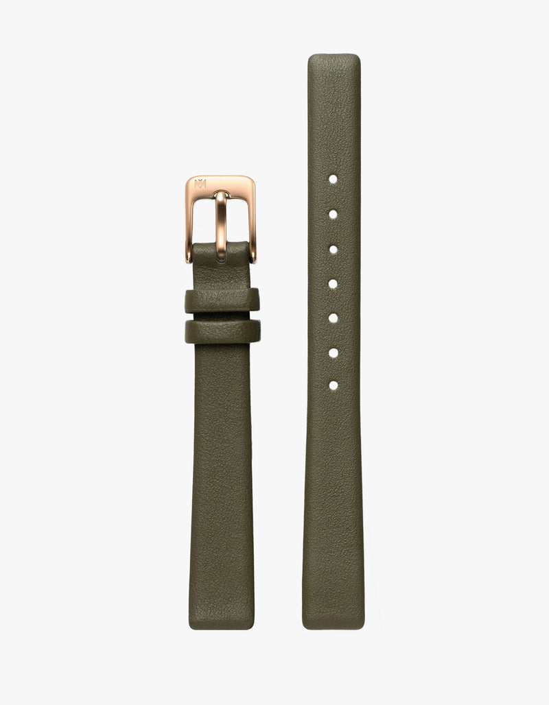 12mm Symmetria オリーブレザーストラップ（ローズゴールド）